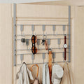 Over The Door Hooks for Hanging, 14 Hooks Over Door Coat Hanger, Coat Clothing Rack and Towel Rack for Bathroom Organizer, Door Hanger Organizer Kitchen, Bathroom Towel Storage Silver
