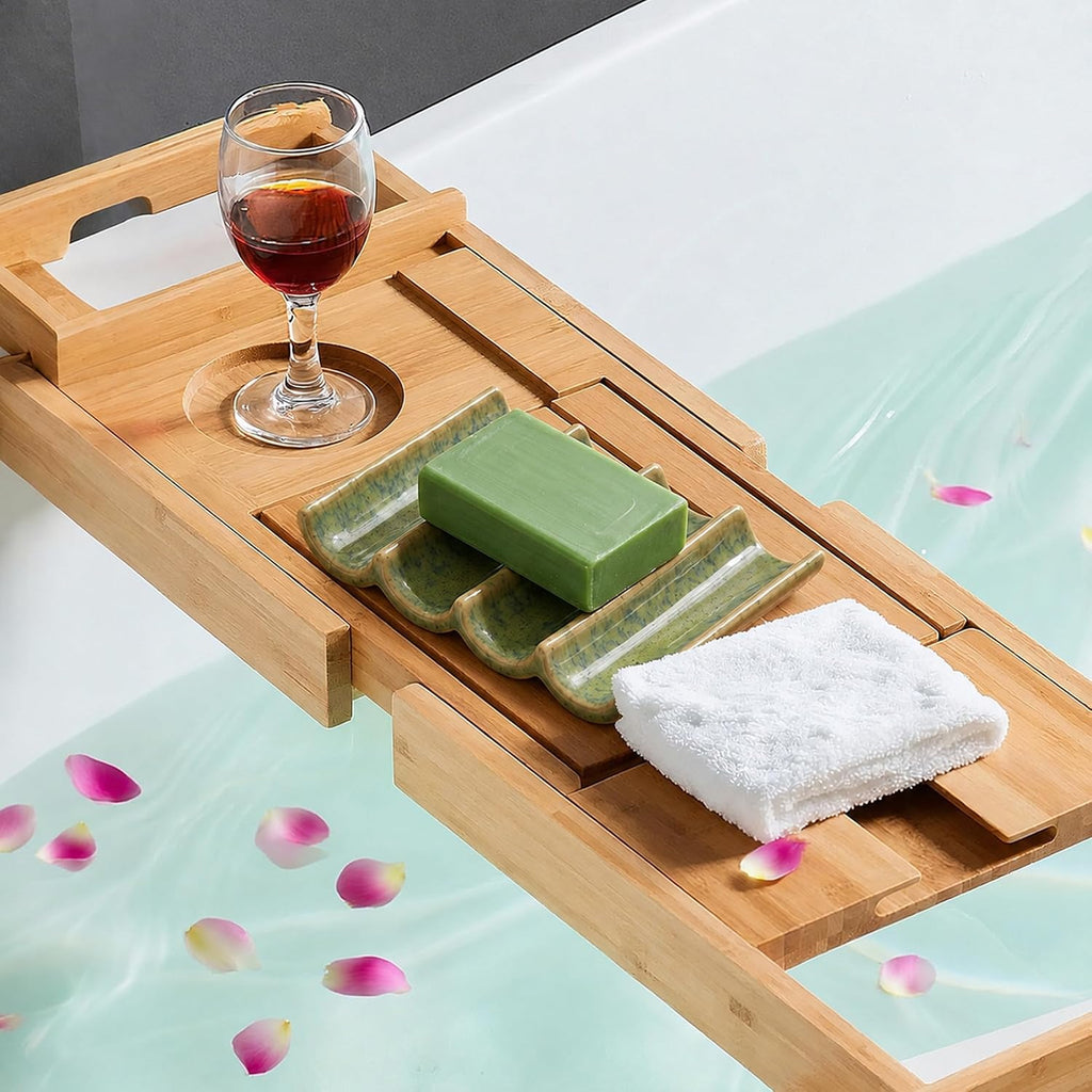 Ceramic Soap Dish, Draining Bar Soap Holder for Shower & Bathroom