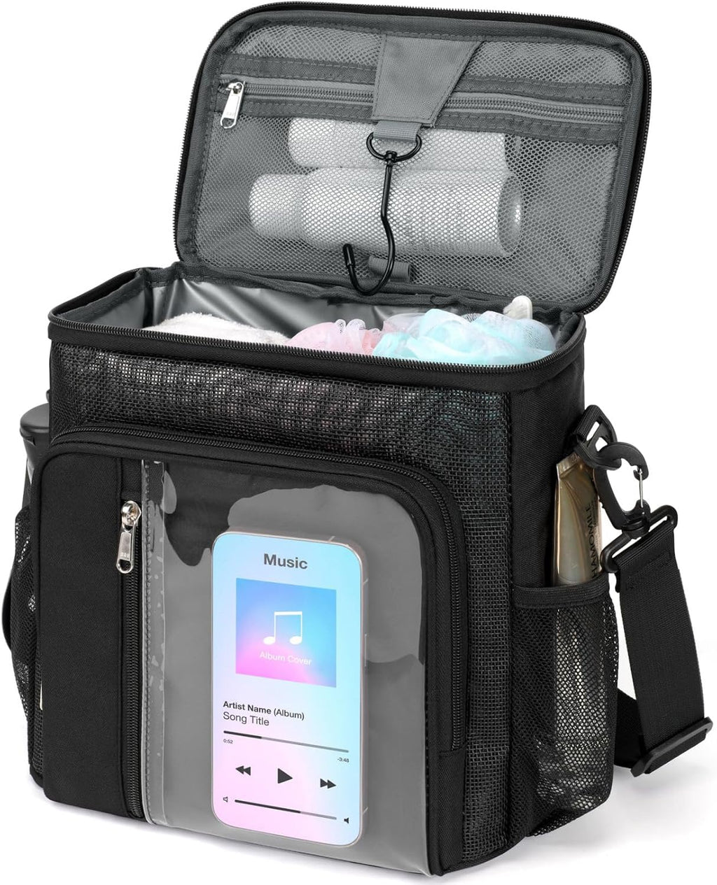 F-color Crossbody Shower Caddy Portable - Shower Bag with Hands-Free Strap