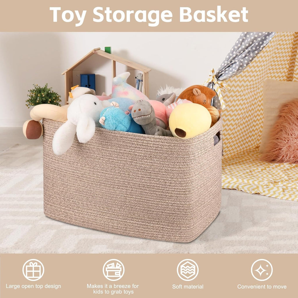 OIAHOMY 118L XXXLarge basket for storage, Oversized Blanket Basket Brown