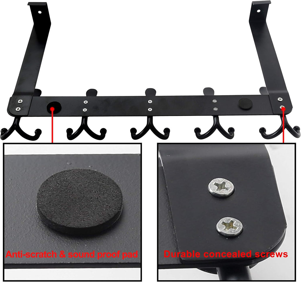 SKOLOO Over The Door Hook - for Doors up to 1-3/4'' Thickness, Metal Door Hanger with 5 Triple Hooks, Over The Door Hanger for Coats, Hats,Towels, White, Assembly Required