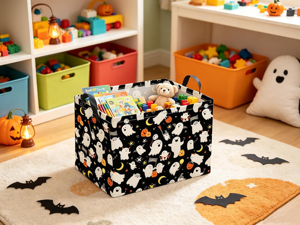 Rectangular Storage Basket, Black Playing Ghost