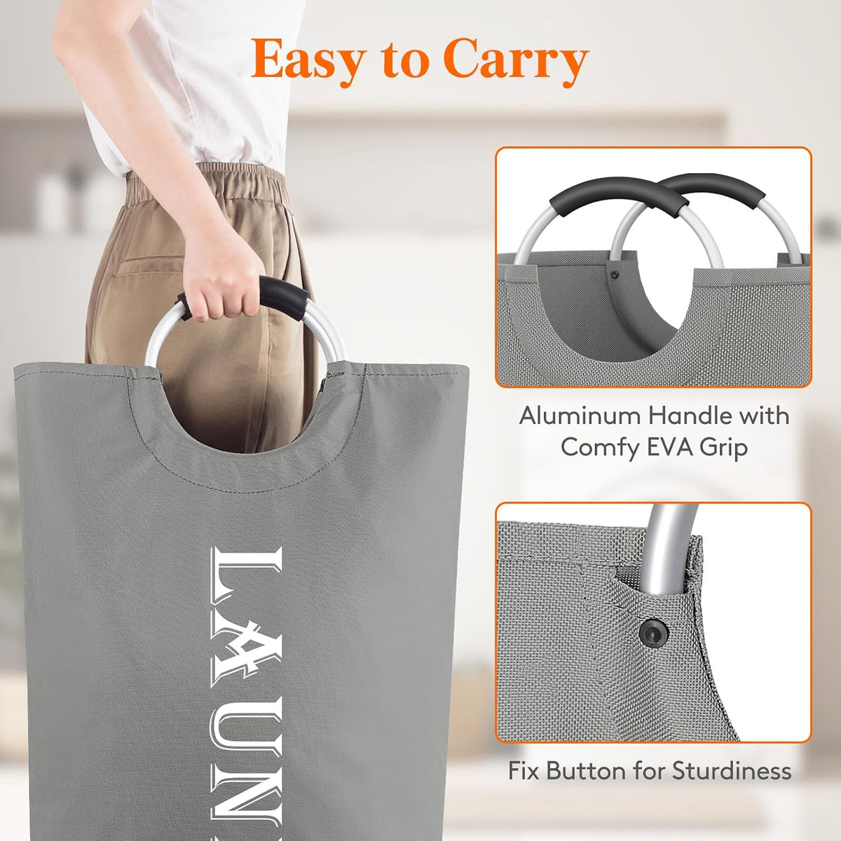 Lifewit 2 Pack 120L Laundry Basket with Aluminum Handles, Silver Grey