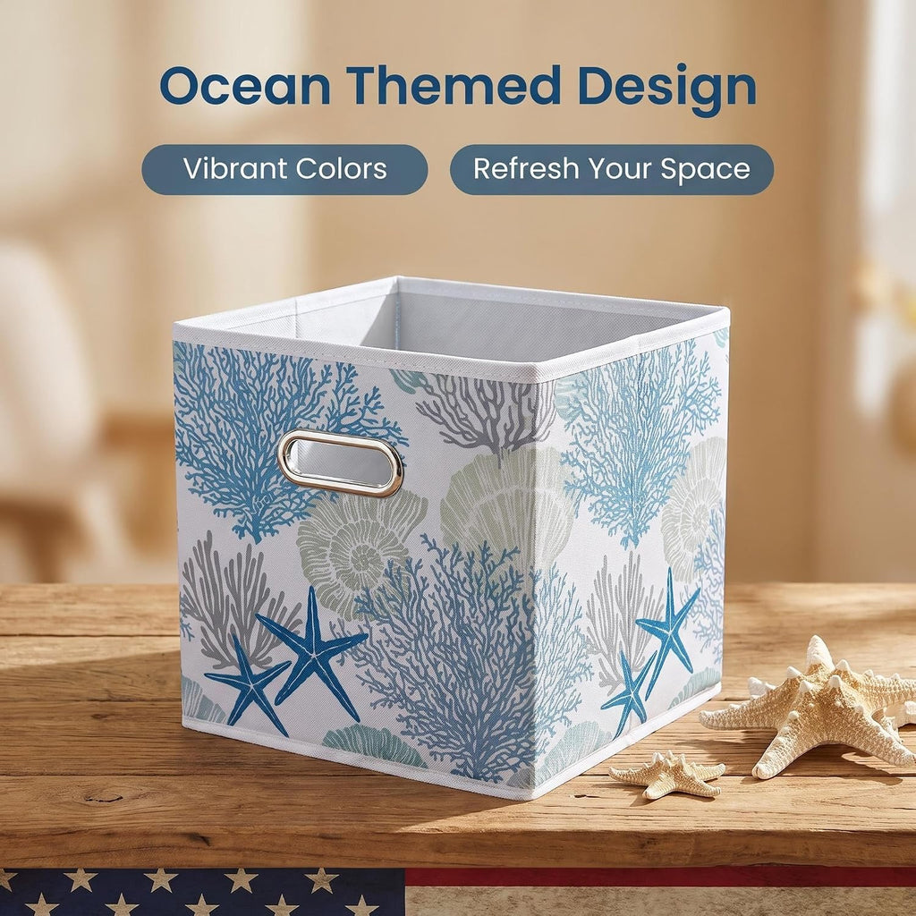 6pcs Fabric Collapsible Fabric Storage Cubes Organizer with Handles, Sturdy Storage Bins for Organization, 10.5" x 10.5" x 11"