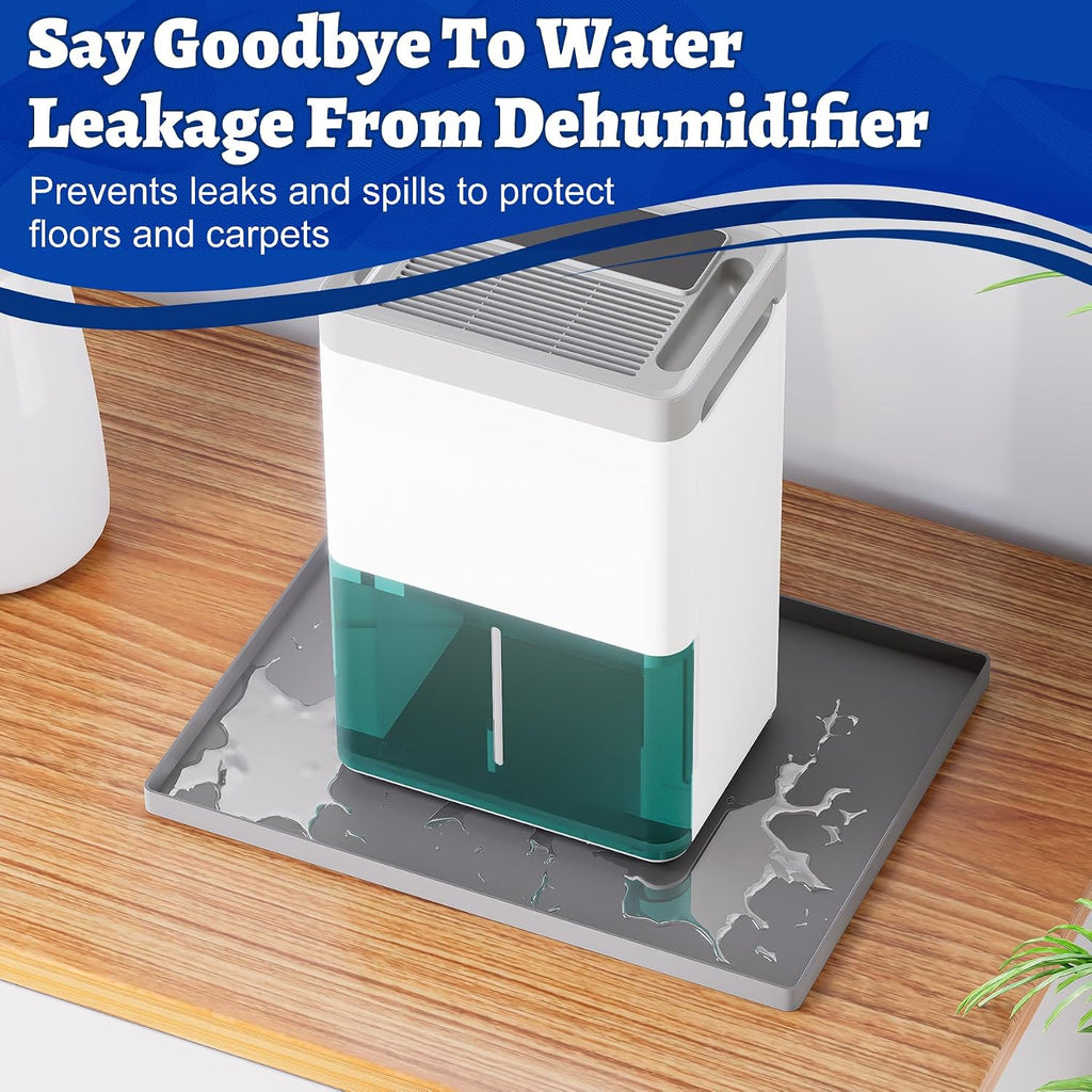 Dehumidifier Mat for Home Dehumidifiers, Mini Dehumidifier Drain Pan Prevent Leaks, Waterproof De humidifier Tray, Non-Slip Drain Mat Prevents Water from Pooling Underneath, Grey, 12"x10"