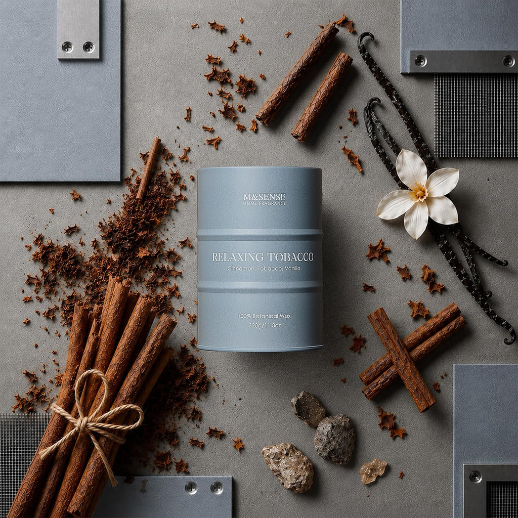 M&SENSE Tobacco Vanilla Scented Soy Candles, 11.3oz
