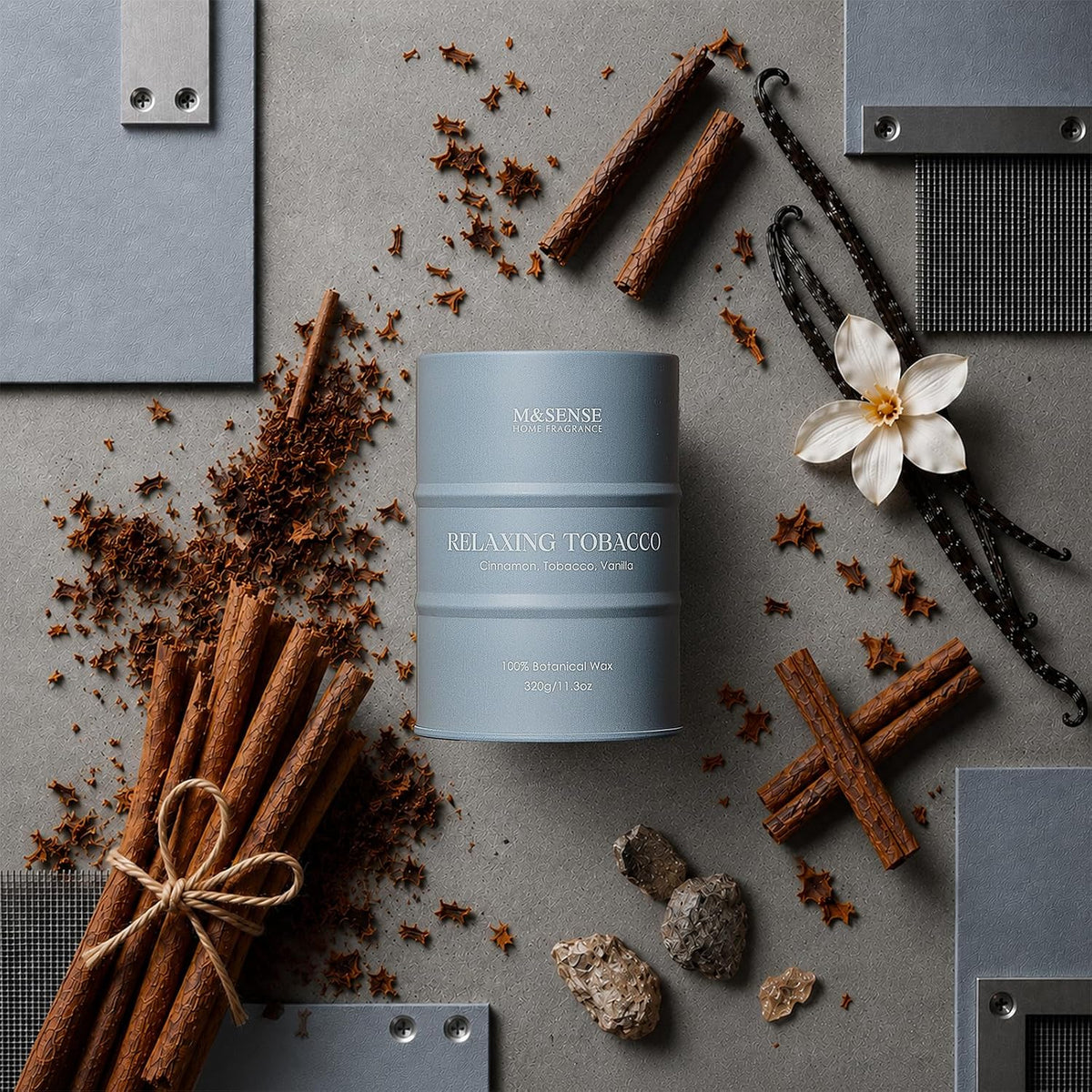 M&SENSE Tobacco Vanilla Scented Soy Candles, 11.3oz
