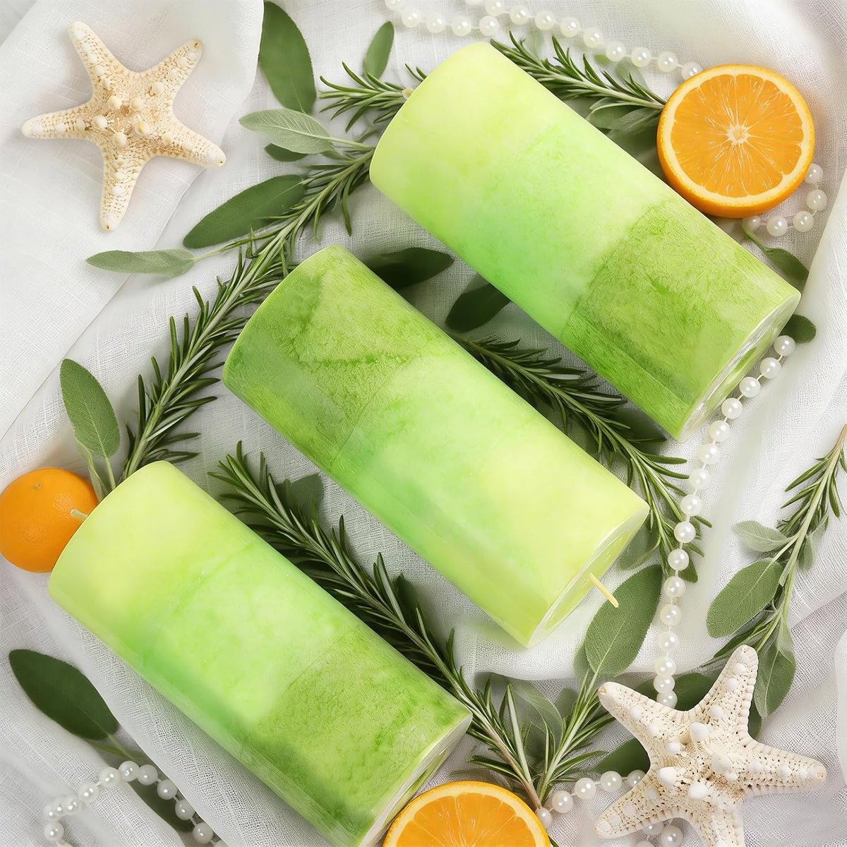 Sage & Citrus Scented Pillar Candles,2.8x6 Inch,70 Hour,3 Pack