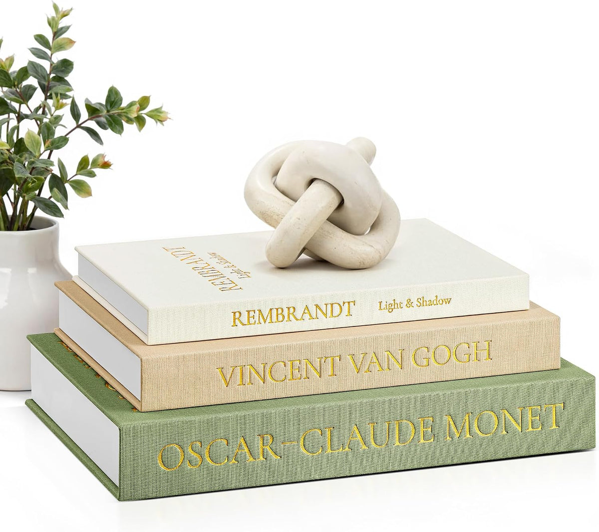 JARLINK Aesthetic Decorative Books, Set of 3 Linen Faux Book Boxes, Sage