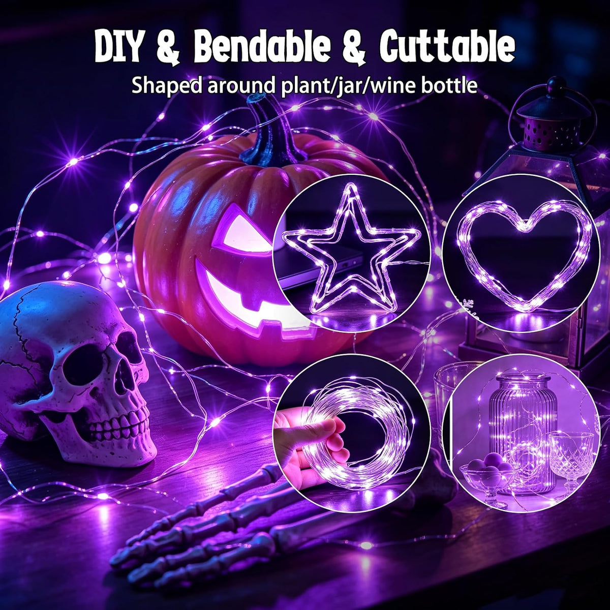 12 Pack Purple Fairy Lights Battery Operated, 10 ft 30 LEDs String Lights