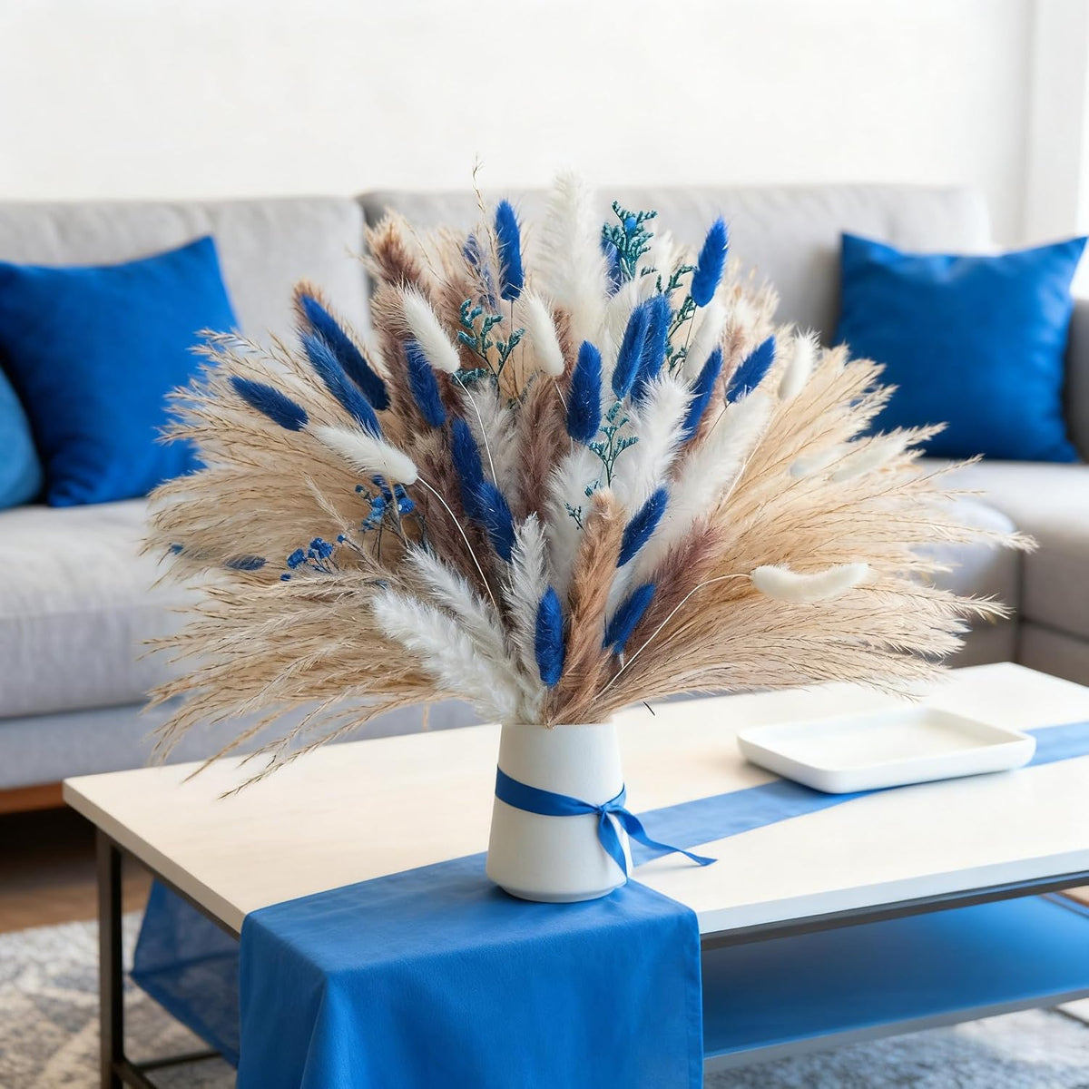 Natural Blue Pampas Grass Bulk Fluffy Dried Plants
