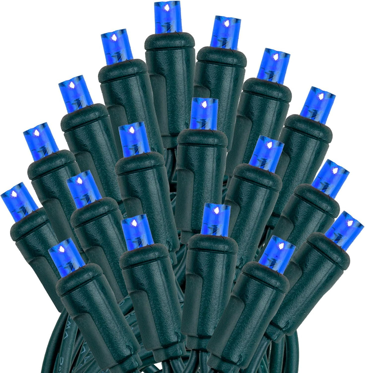Novelty Lights 11ft 50 LED Blue Christmas Lights, Green Wire String Lights