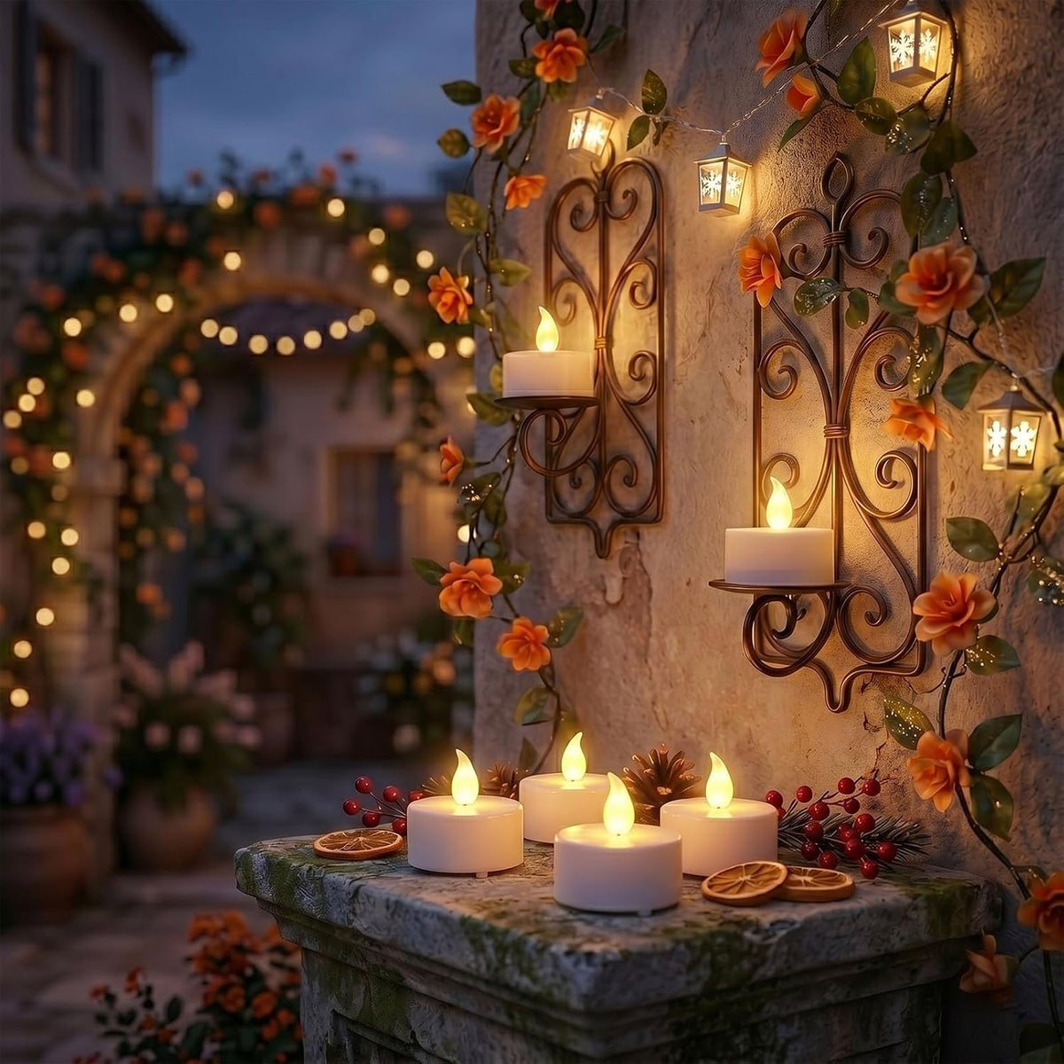JOSU 24PCS Flameless Tea Lights Candles with Remote Timer, Led Battery Operated Electric Votive Candle for Wedding Centerpiece Table Decorations, Flickering Tealight Candles for Halloween Party Decor