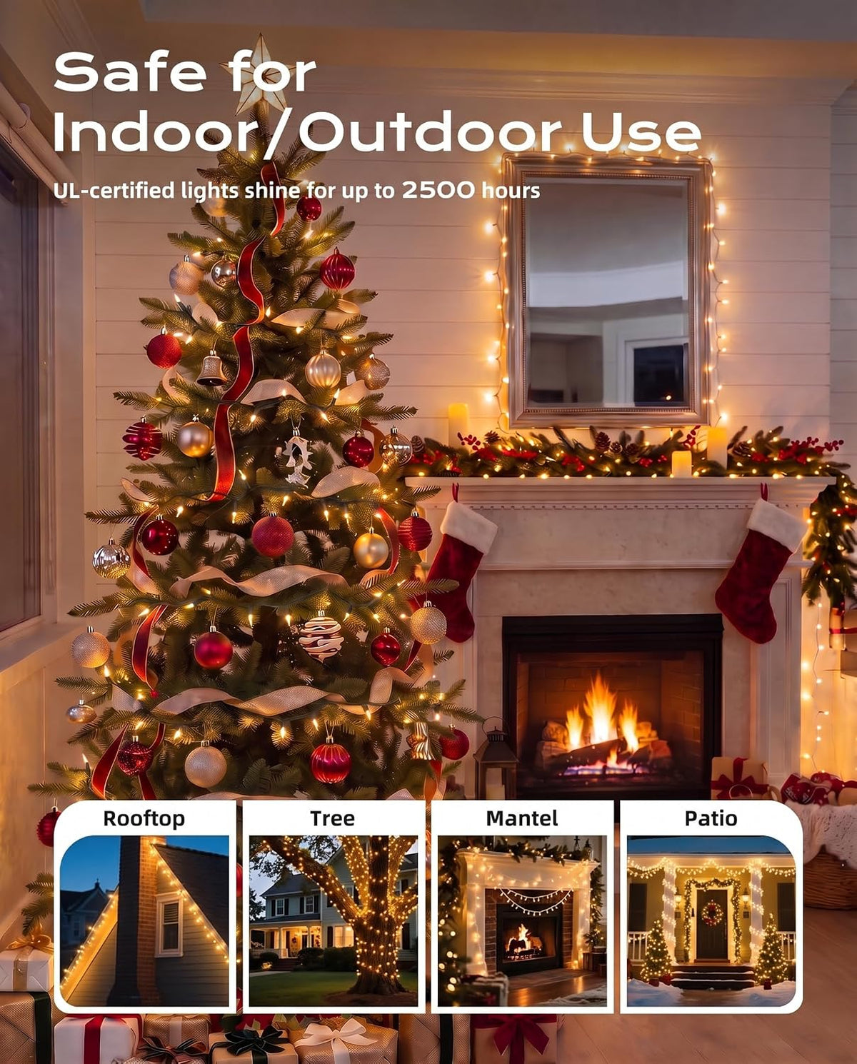 Brightown Christmas Lights Outdoor 100 Count 20Ft String Lights for Indoor