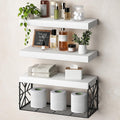 RALGEND Bathroom Shelves Over Toilet Set of 3, 15.7" White Floating Shelves for Wall Storage, 1.5" Thick Hanging Shelf, Farmhouse Wall Decor for Bathroom Living Room, Kitchen, White 4001BJWT