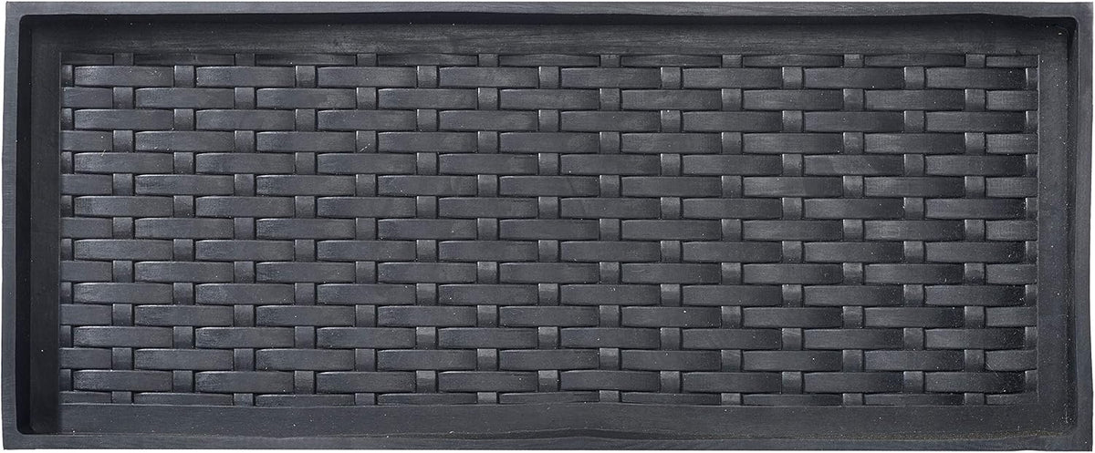 HF by LT Jumbo Basketweave Deluxe Rubber Boot Tray, 34 x 14 inches, Heavy Duty Vulcanized Rubber Design, One-Piece Seamless Construction, Year Round Use Indoors or Outdoors, Black