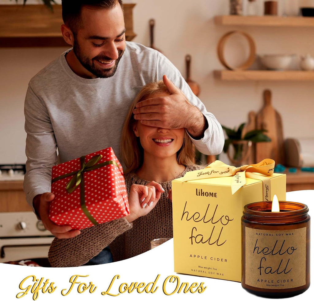 Lihome Fall Candles - Fall Decor for Home, Gifts for Women(Apple Cider)