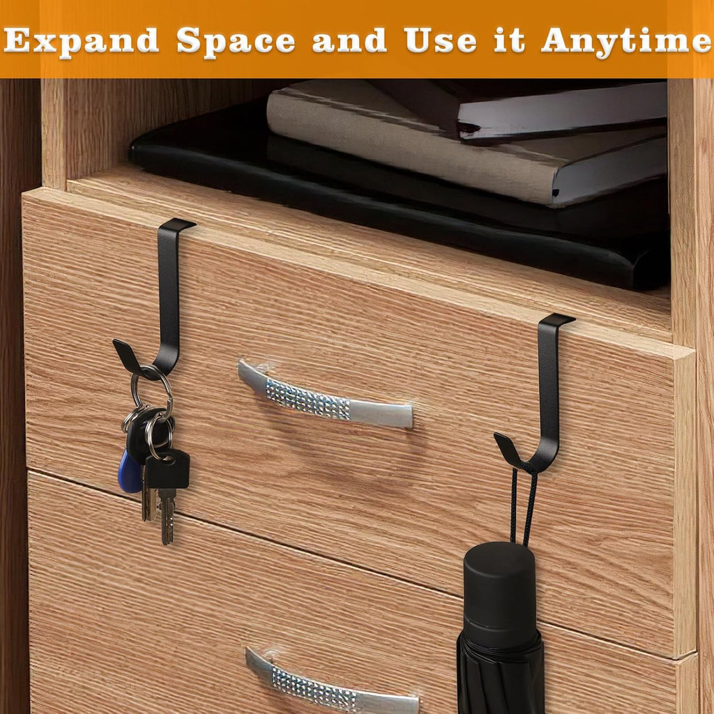 15 Pack Over The Cabinet Door Hooks, Cabinet Drawer Organizer, Metal Cabinet Hooks for Hanging Stocking Clothes Towels (Black)