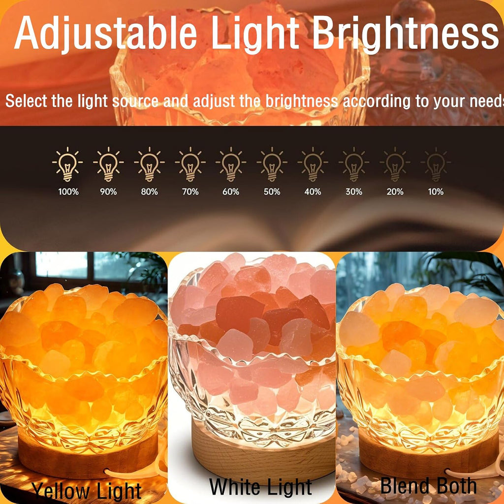 Crystal Glass Himalayan Salt Lamp with 3 Distinct Lighting Modes 10 Levels