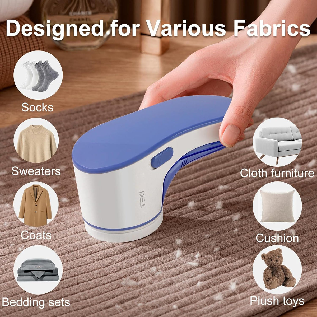 Fabric Shaver, Lint Remover for Clothes Clothes Shaver Pill Remover, Electric Sweater Defuzzer, Sweater Shavers to Remove Pilling, Couch, Fuzz, Furniture (2 Replaceable Blades)