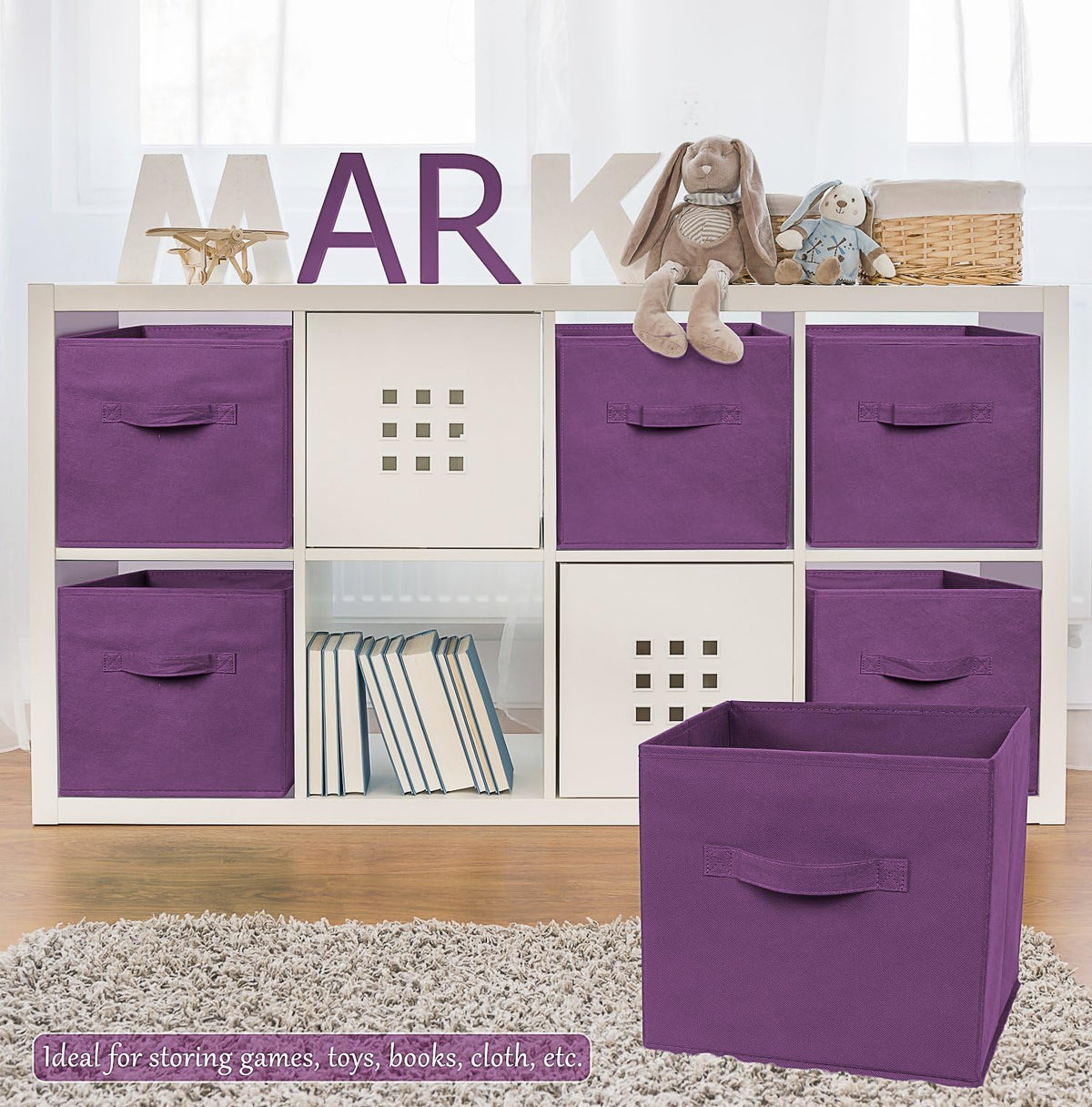 Greenco Foldable Storage Cubes Non-woven Fabric -6 Pack-(Purple)