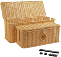 2 Pcs Handmade Cable Management Boxes Rattan Cable Organizer Large & Medium Cord Hider Organizer Boxes Power Strip Boxes Locked Cover with 2 Open Slots for Home and Workplace