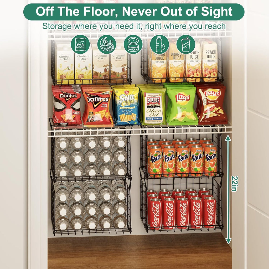 Jsskeeim 3 Pack Under Bottom Shelf Hanging Baskets for Pantry