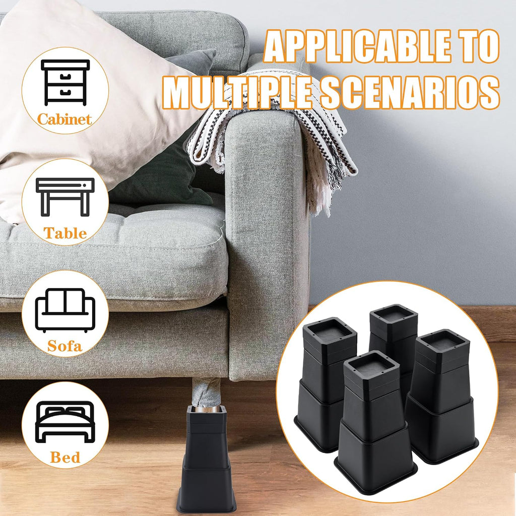 BTSD-home Adjustable Bed Risers, 3 to 10 Inch Heights