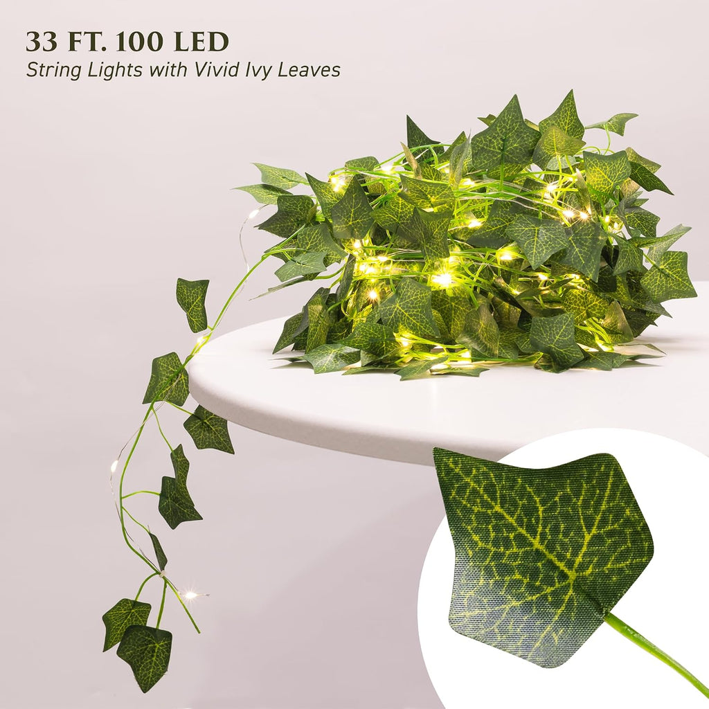 Vine Fairy Lights, 33FT 100 LED Vines String Lights, 8 Modes, 1 Pack