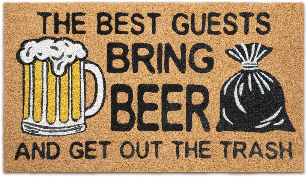 Funny Coir Door Mats Outside and Inside, Beer, 17 x 30 in