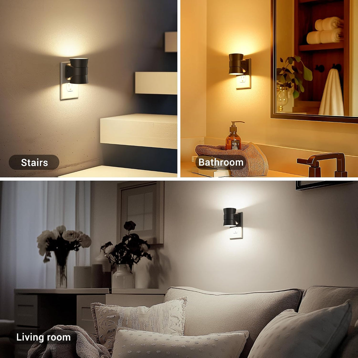 JandCase Night Light, Night Lights Plug Into Wall with 3 Color, Dimmable