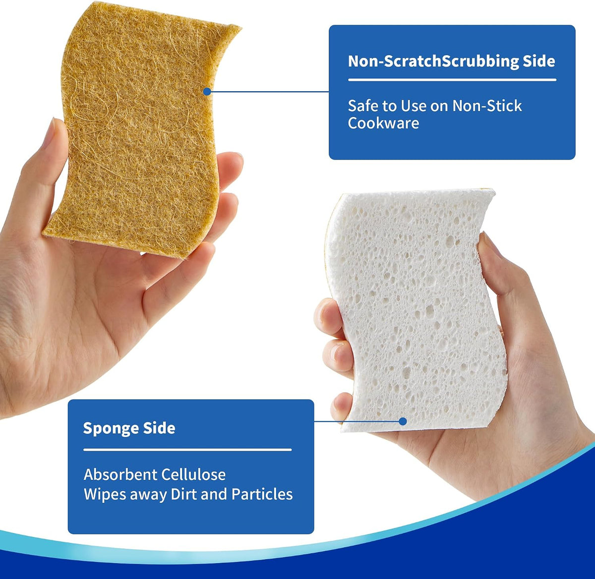 LEEPENK 72 PCS Non-Scratch Scrub Sponges,36 PCS Brown and 36 PCS Blue Kitchen Sponges for Cleaning,72 Dish Sponges for Kitchen Around the Home Bathroom & More, Non Scratch Scrub Dish Sponge for Dishes