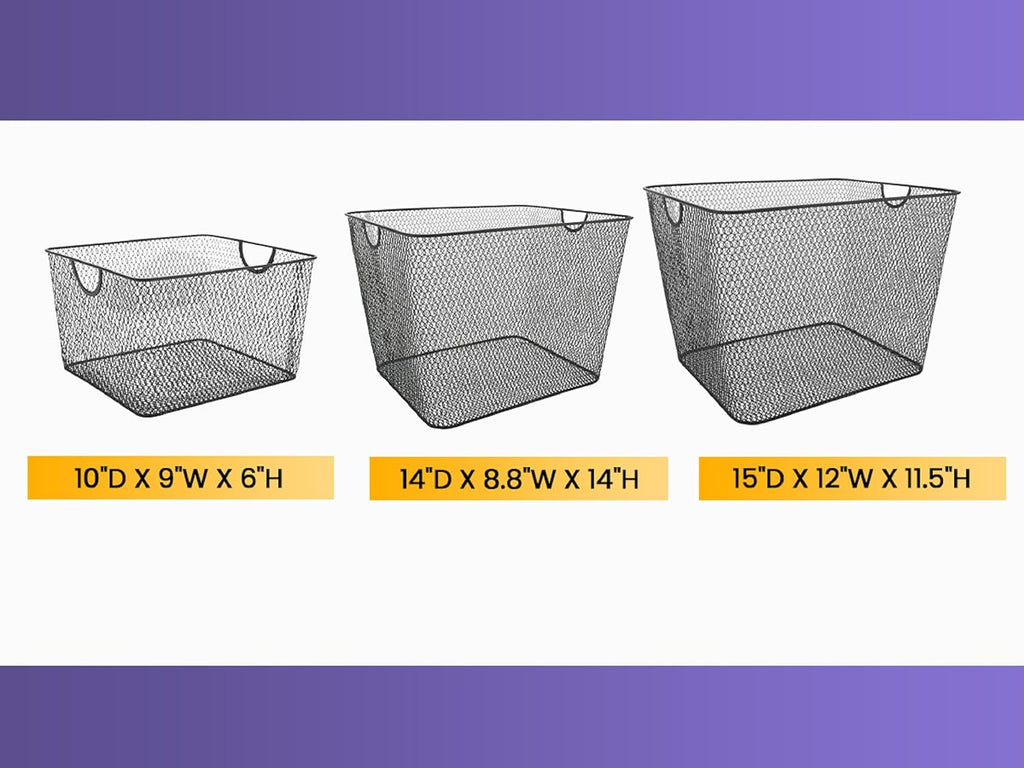 YBM Home Kitchen Pantry Organizer Wire Baskets for Shelves, Cabinets, Pantry, Countertop, Mesh Open Storage Bin Metal Basket for Organizing Food Supplies, 2 Pack