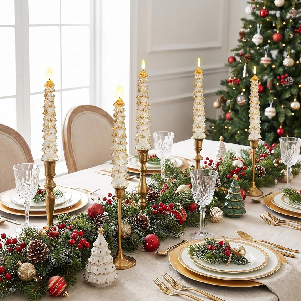 GenSwin Christmas Tree Flameless Taper Candles Battery Operated Remote
