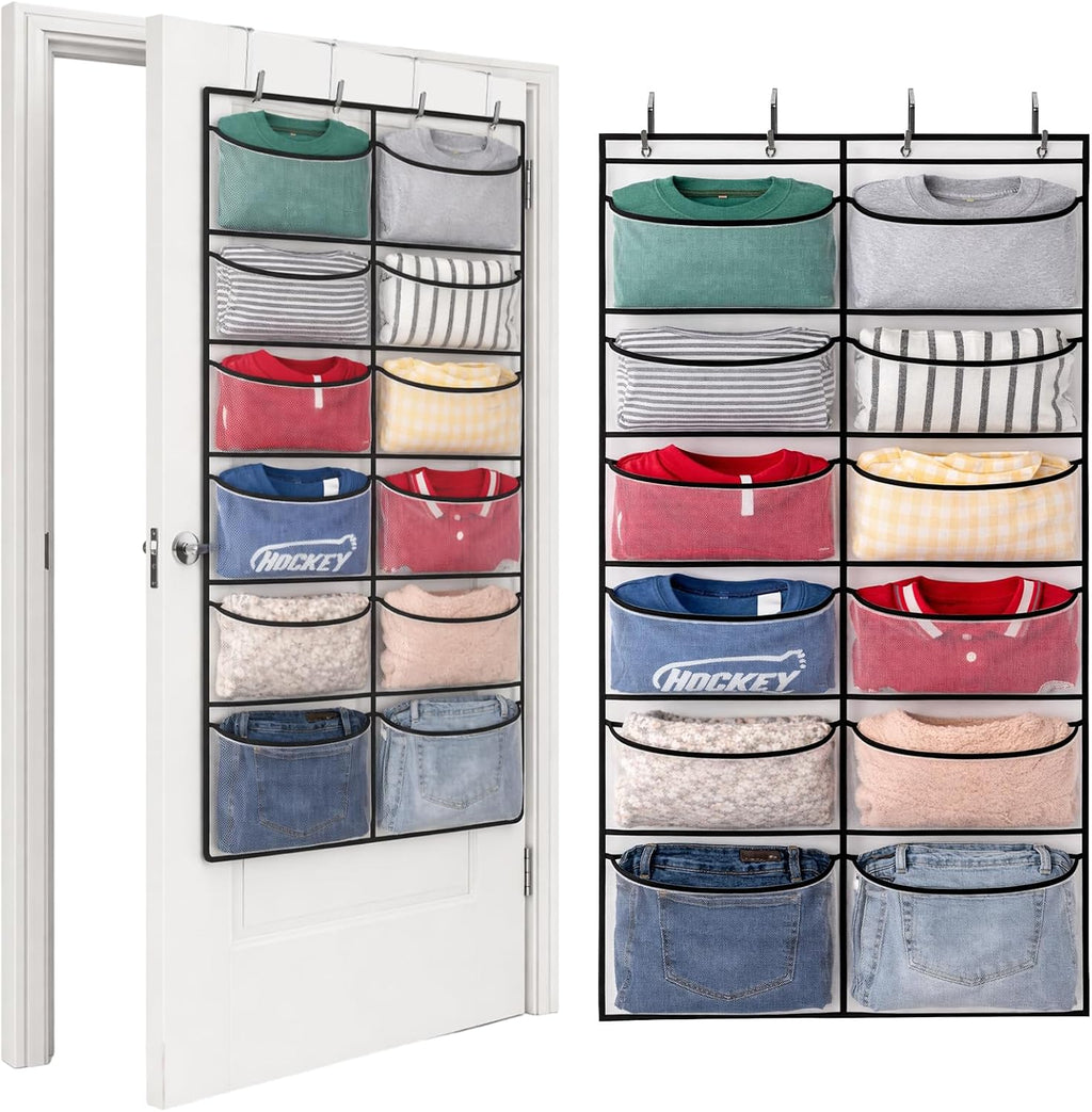 Yookeer Over The Door Hoodie Organizer 12 Large Mesh Sweatshirt Organizer