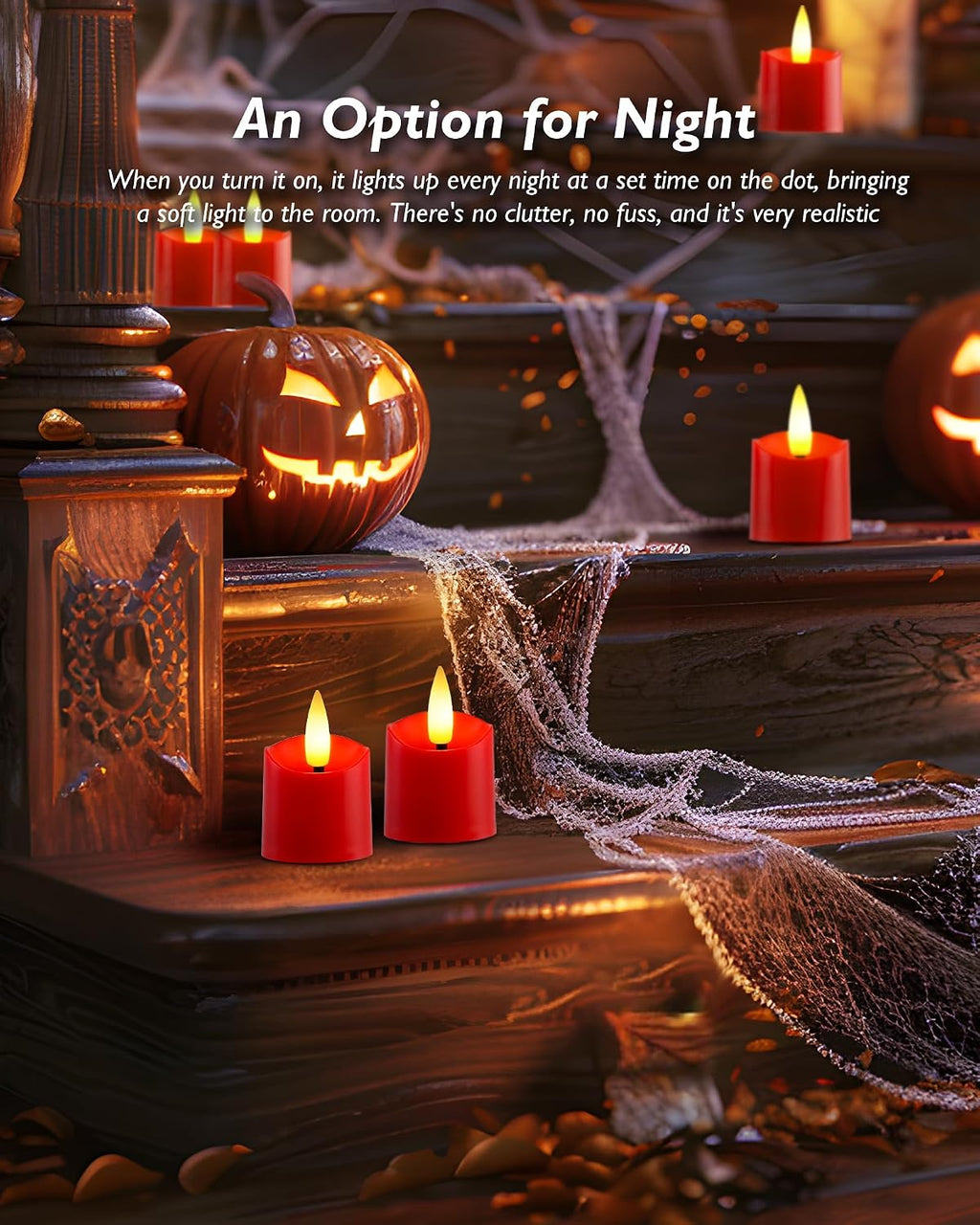 Homemory 12Pack Timer Flameless LED Votive Candles, Realistic Flickering 3D Flame Candles, Long Lasting Battery Operated Tealight, for Thanksgiving Day, Christmas, Wedding Decor-Red Base