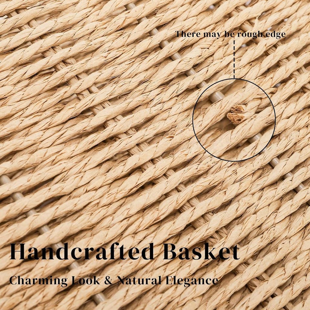 Woven Magazine Holder, Book Basket with Built-in Handles