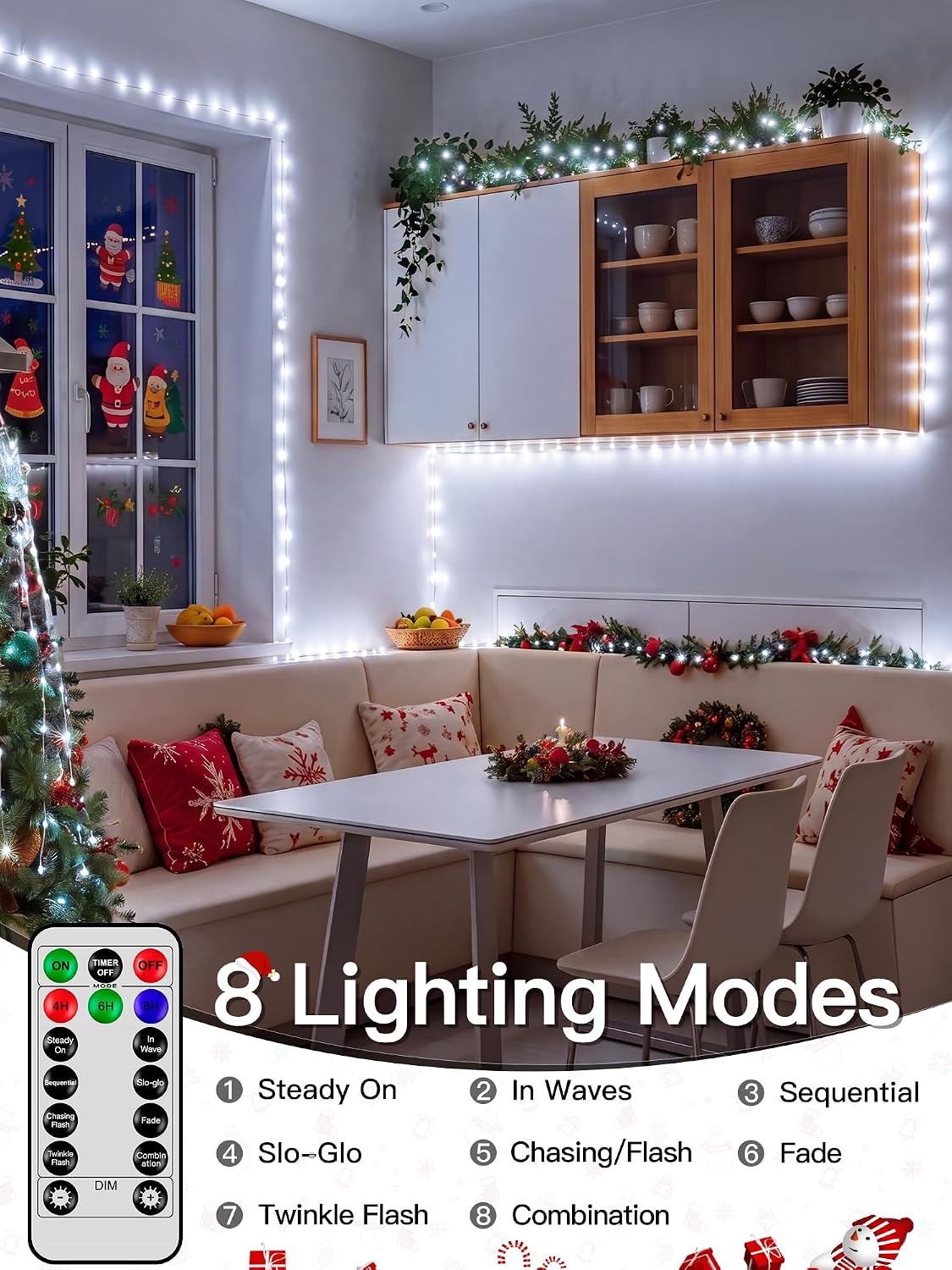 White Christmas Lights, 800LED 262FT Fairy Lights Outdoor Indoor
