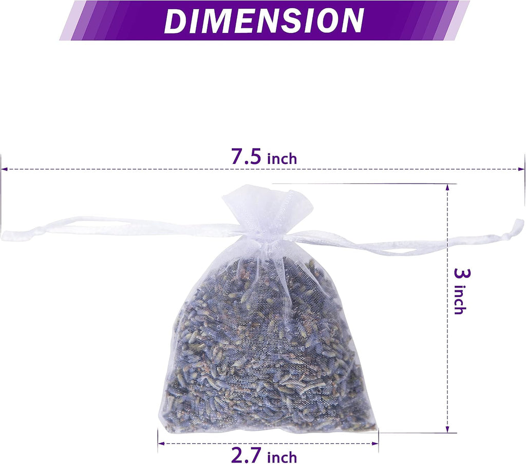 Lavande Sur Terre French Lavender Sachets for Drawers and Closets Fresh Scents, Set of 24, Home Fragrance Sachet for Closets and Drawers, White, LV-C-24-2