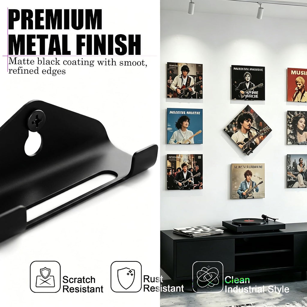 Vinyl Record Wall Mount Shelf, Custom Multi Angle Display, 12 Pcs