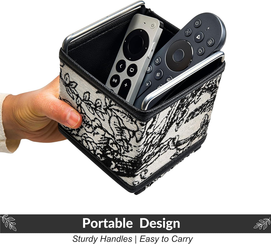 Leather Remote Control Holder - TV Remote Organizer Bedside Tapestry Caddy