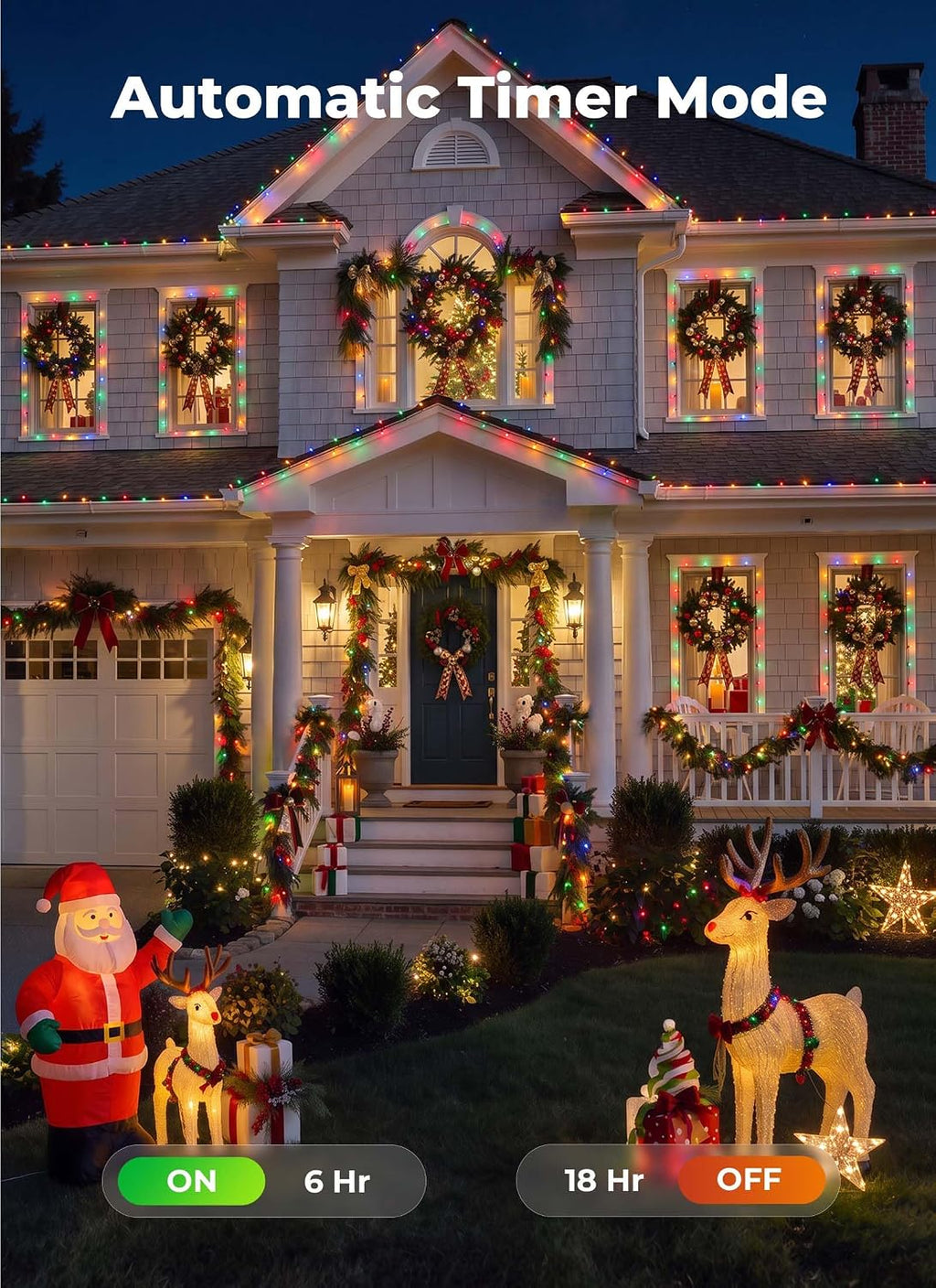 Brightown Battery Operated Christmas Lights, 4 Pack Total 200 LED 71.2Feet
