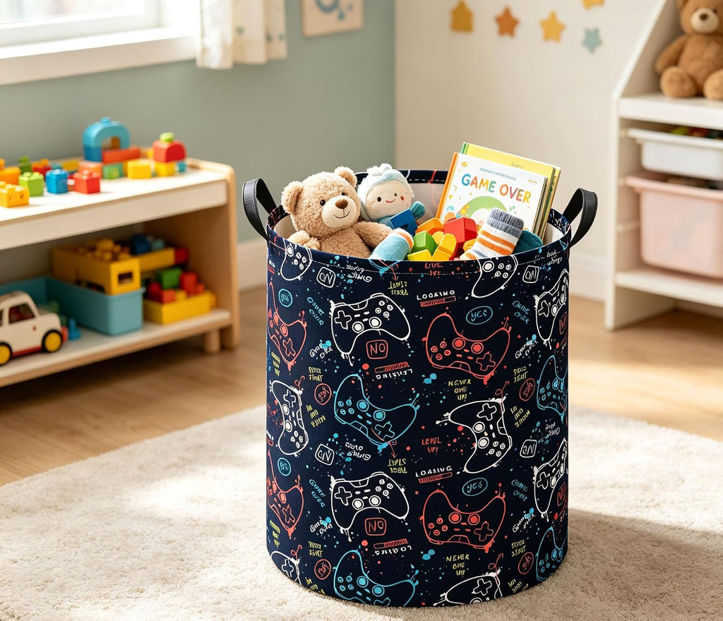 Kids Laundry Basket Baby Hamper for Nursery Storage Bin Organizer (Game)