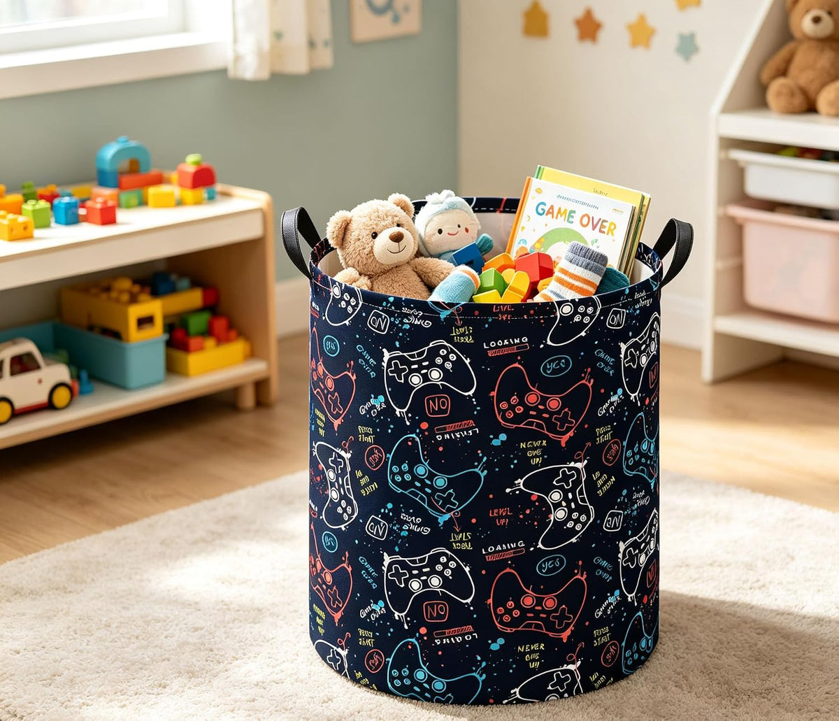 Kids Laundry Basket Baby Hamper for Nursery Storage Bin Organizer (Game)