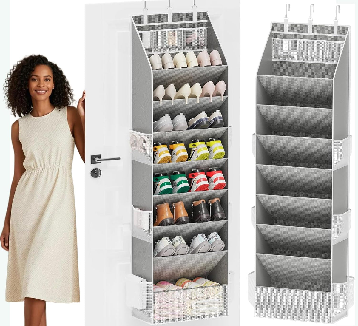 Coraltree Over the Door Shoe Organizer for Closet, Grey