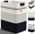 Laundry Hamper, Cotton Rope Laundry Basket with Leather Handles, 21.1-Gallon/80 L Large Clothes Hampers for Laundry, Woven Laundry Baskets for Blankets, Clothing, Bedroom, Living Room, Nursery