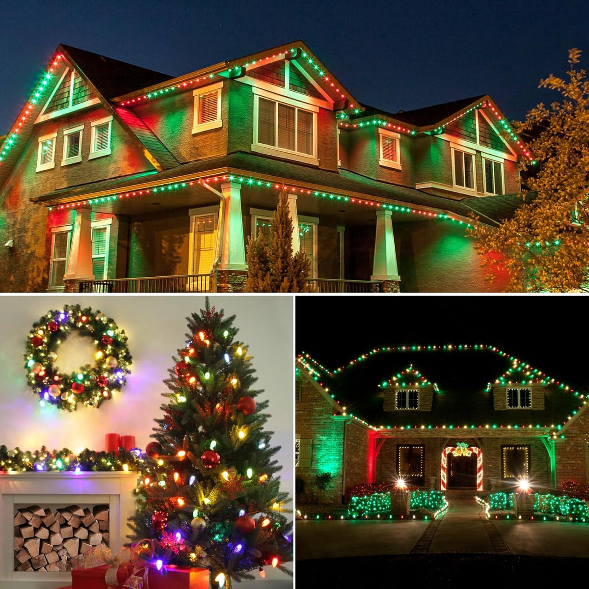 Meconard 25 Pack C7 LED Night Light Bulbs, E12 Candelabra Base, Red Green
