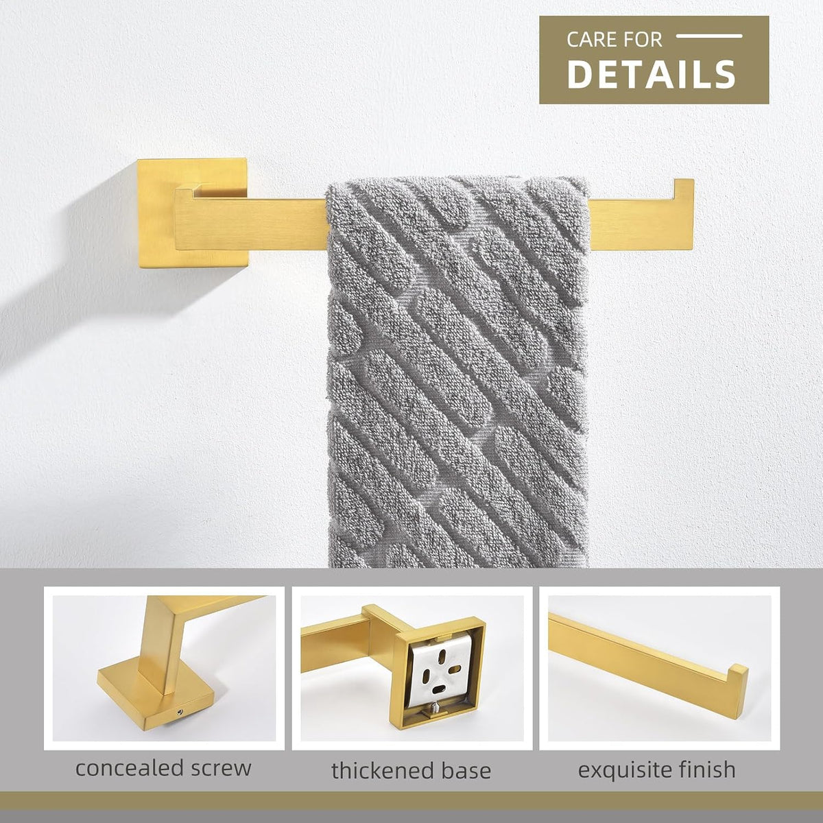 Angle Simple Towel Holder Brushed Dark Gold, Bathroom Towel Rack 10.24-Inch
