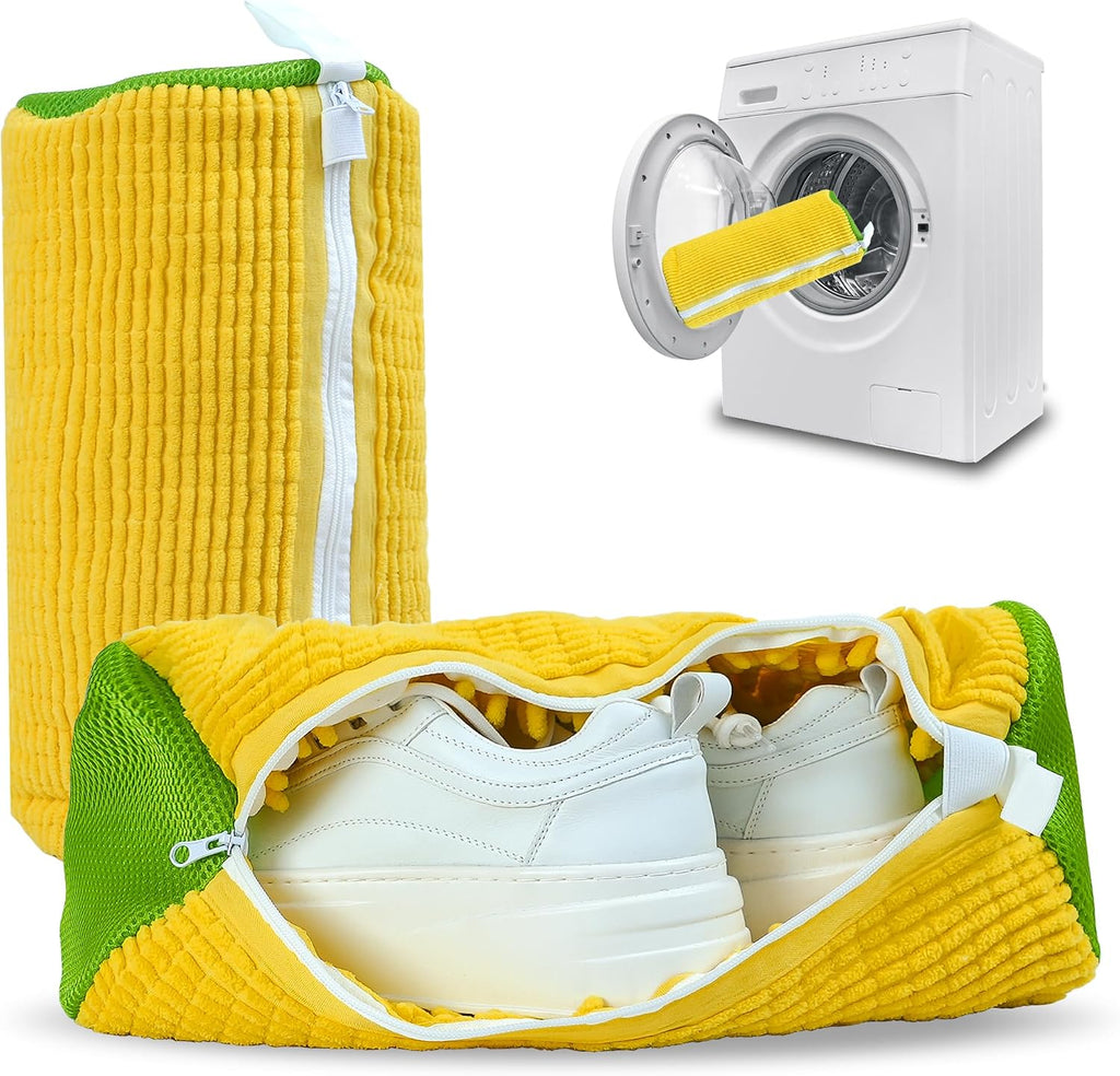 Shoe Washing Machine Bag, Laundry Shoe Bag for Washer and Dryer,2Pcs Reusable Shoe Bag for Washing Machine Fit Most Shoes Types (Yellow 2 pcs)