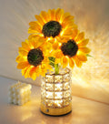 Handmade Sunflower Lamp, Rechargeable Cordless Touch Table Lamp, 3-Colour Infinitely Dimming Small Night Light, Festival Restaurant Bedroom Bar Coffee Shop Birthday Gifts for Women Mom, 3 Sunflowers
